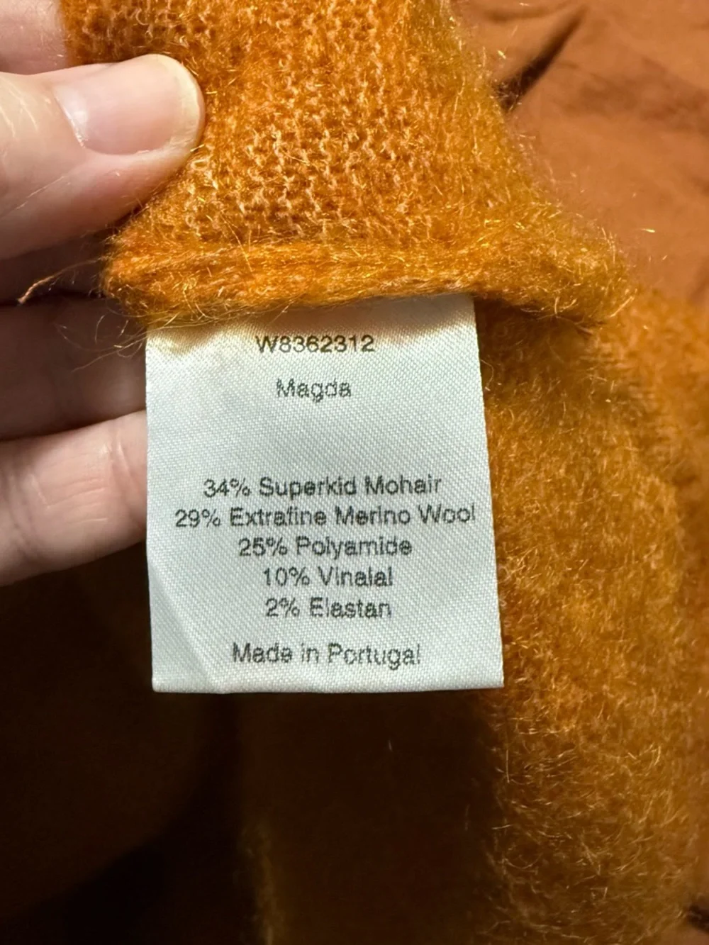 Rabens Saloner Magda Superkid Mohair & Merino Wool Sweater in Burnt Orange S/M - Picture 6 of 7